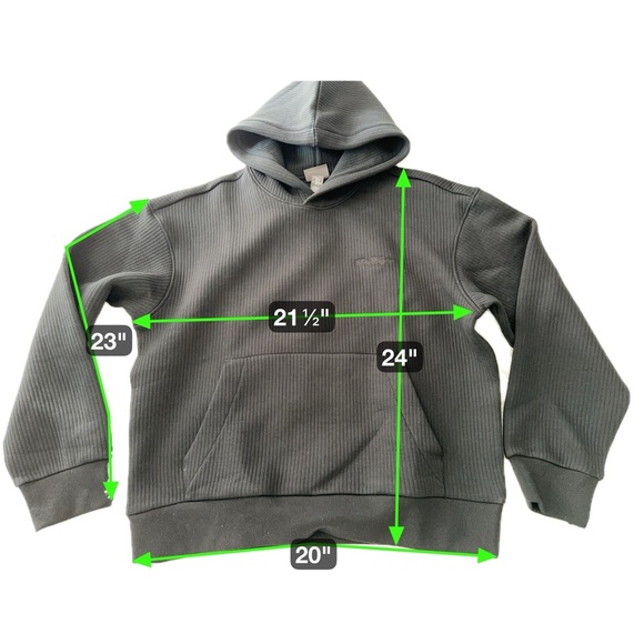 H&M Loose Fit Black Ribbed Hoodie Sweatshirt Soho Heights Logo Size M - Picture 7 of 14